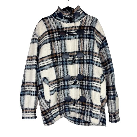VERONICA BEARD Cael Plaid Check Toggle Button Jacket Coat Size 8 - Picture 2 of 7